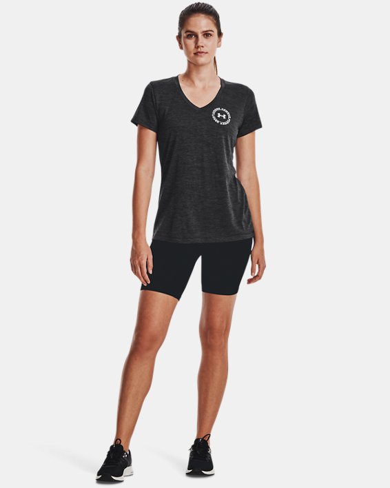 Women's UA Tech™ Twist Crest Short Sleeve, Black, pdpMainDesktop image number 2
